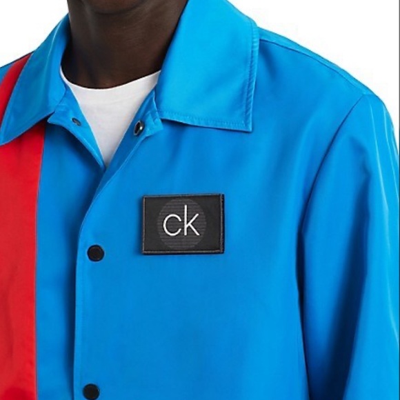 Calvin Klein Tape Stripe Coach’s Jacket, NWT, size M, colour: Cristal Sea. - Picture 2 of 6